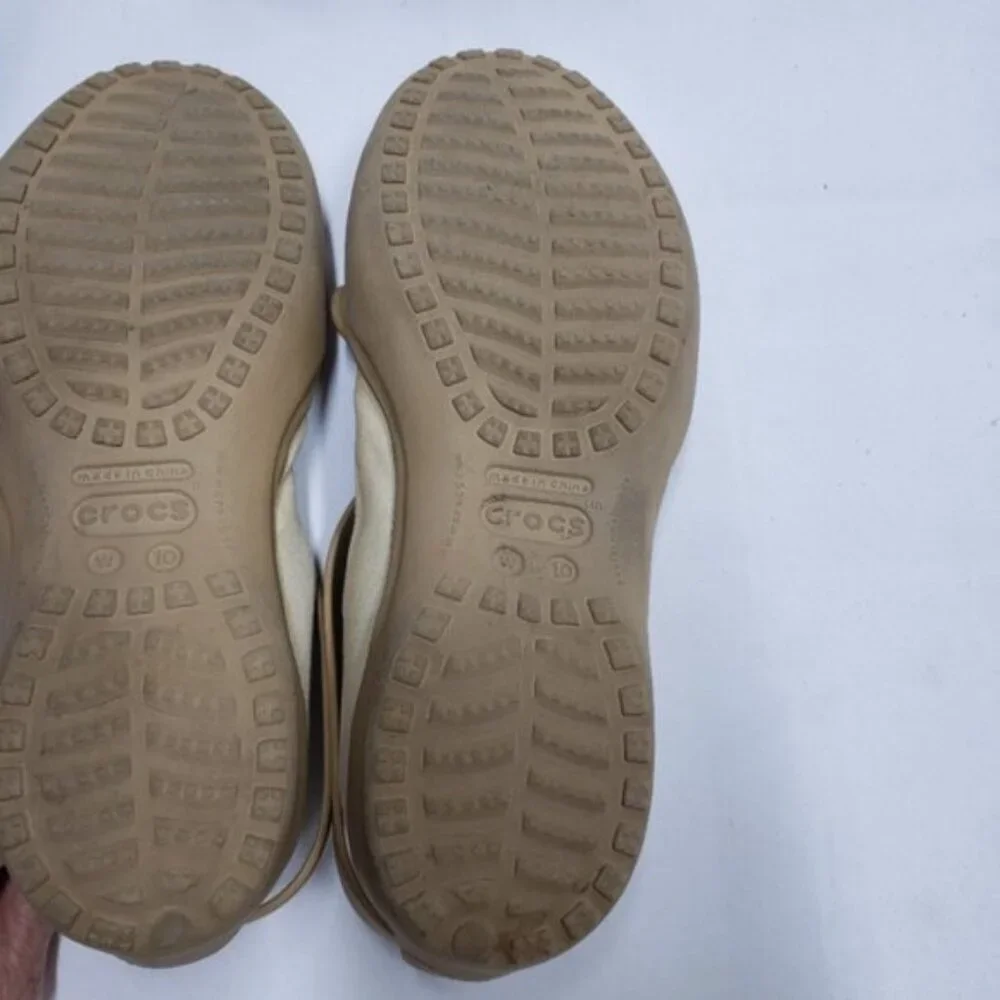 Crocs Slip On Celeste Tan Cream Canvas Size 10 Women's - Picture 10 of 13